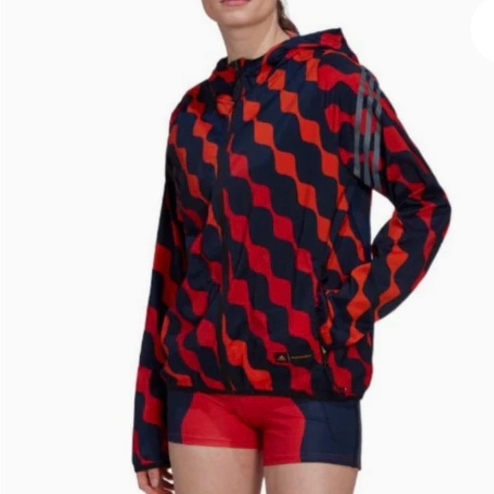 Adidas x Marrimekko Vibrant Red and Navy Windbreaker
